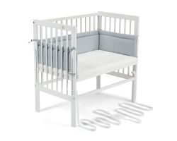 FabiMax Beistellbett BOXSPRING weiß, inkl. Matratze und Nestchen Amelie grau
