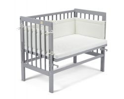 FabiMax Beistellbett BASIC grau, inkl. Matratze und Nestchen Amelie creme