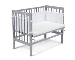 FabiMax Beistellbett BASIC grau mit Matratze und Nestchen