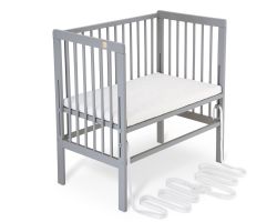 FabiMax Beistellbett BOXSPRING grau mit Matratze