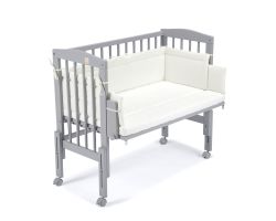 FabiMax Beistellbett PRO grau mit Matratze und Nestchen Amelie creme