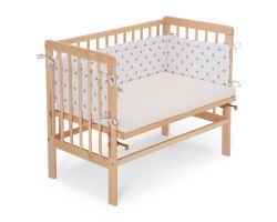 FabiMax Beistellbett BASIC natur, inkl. Matratze und Nestchen Sternchen, weiß