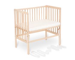 FabiMax Beistellbett Boxspring klar lackiert mit Matratze