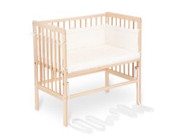 FabiMax Beistellbett Boxspring klar lackiert mit Matratze und Nestchen
