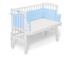 FabiMax Beistellbett PRO weiß mit Matratze und Nestchen Amelie blau