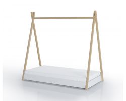 FabiMax Kinderbett Juniorbett Tipi, 80 x 160 cm, weiß / natur, mit Matratze