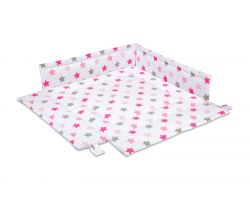 FabiMax Laufgittereinlage 100x100 cm, rosa Sterne auf weiß