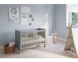 FabiMax Babybett Nachteule grau / natur, 120x60 cm, 3-fach Höhenverstellbar
