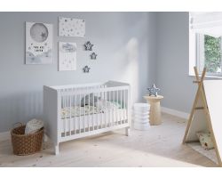 FabiMax Babybett Nachteule weiß, 120x60 cm, 3-fach Höhenverstellbar