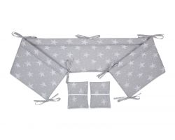 FabiMax Nestchen für Beistellbett Pro, 90x40 cm, weiße Sterne auf grau