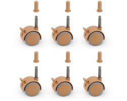 FabiMax Parkettrollensatz mit Bremse für Kindermöbel, 6 Stück, beige