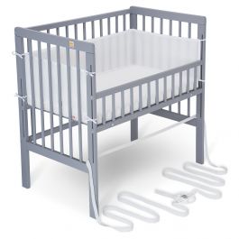 FabiMax Beistellbett BOXSPRING FIX grau mit Matratze und Nestchen
