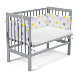 FabiMax Beistellbett BASIC grau, inkl. Matratze und Nestchen gelbe