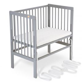 FabiMax Beistellbett BOXSPRING grau mit Matratze