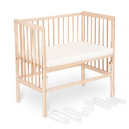 FabiMax Beistellbett Boxspring klar lackiert mit Matratze