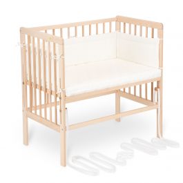 FabiMax Beistellbett Boxspring klar lackiert mit Matratze und Nestchen