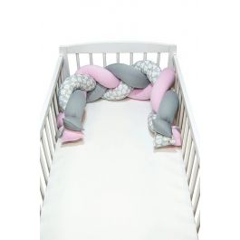 FabiMax Nestchenschlange geflochten, Nestchen Zopf 140x20 cm, grau / rosa