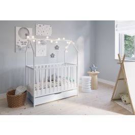 FabiMax Babybett Schlafmütze weiß, 120x60 cm, 3-fach Höhenverstellbar