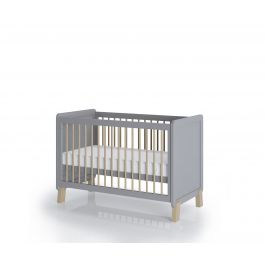FabiMax Kinderbett Nachteule, 60 x 120 cm, grau / natur, mit Matratze