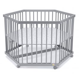 FabiMax Laufgitter 6-eckig, Parkettrollen, Buche, grau lackiert