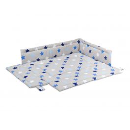 FabiMax Laufgittereinlage 75x100 cm, blaue Sterne auf grau