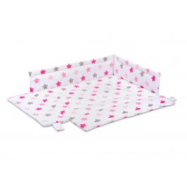 FabiMax Laufgittereinlage 75x100 cm, rosa Sterne auf weiß