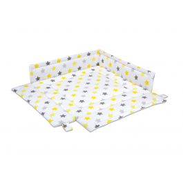 FabiMax Laufgittereinlage 100x100 cm, gelbe Sterne auf weiß