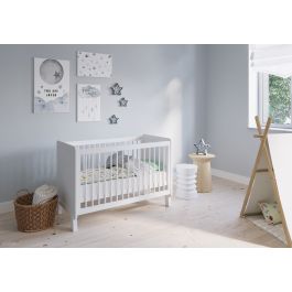 FabiMax Babybett Nachteule weiß, 120x60 cm, 3-fach Höhenverstellbar