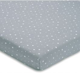 FabiMax Jersey Spannbettlaken für Beistellbett und Wiege, 90 x 55 cm, grau / weiße Sterne