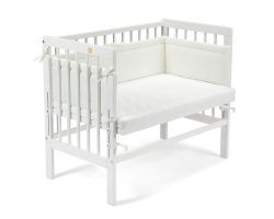 FabiMax Beistellbett BASIC weiß, inkl. Matratze und Nestchen Amelie creme