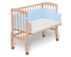 FabiMax Beistellbett PRO mit Matratze und Nestchen Amelie blau