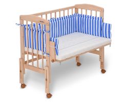 FabiMax Beistellbett PRO mit Matratze und Nestchen Betty blau