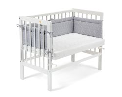 FabiMax Beistellbett BASIC weiß, inkl. Matratze und Nestchen graue Würfel