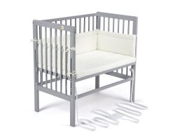 FabiMax Beistellbett BOXSPRING grau, inkl. Matratze und Nestchen Amelie creme