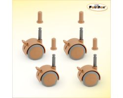 FabiMax Parkettrollensatz mit Bremse für Kindermöbel, 4 Stück, beige