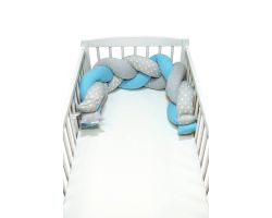 FabiMax Nestchenschlange geflochten, Nestchen Zopf 140x20 cm, grau / blau