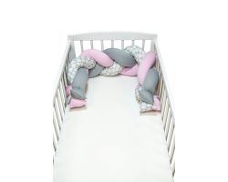 FabiMax Nestchenschlange geflochten, Nestchen Zopf 140x20 cm, grau / rosa