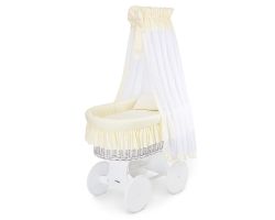 FabiMax Stubenwagen PLUS weiß mit Matratze und Ausstattung Amelie creme