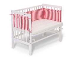 FabiMax Beistellbett BASIC weiß, inkl. Matratze und Nestchen Betty rot