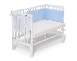 FabiMax Beistellbett BASIC weiß, inkl. Matratze und Nestchen Sterne klein, blau