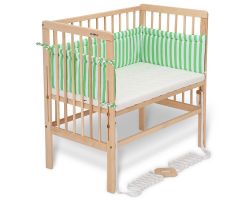 FabiMax Beistellbett BOXSPRING natur, inkl. Matratze und Nestchen Betty grün