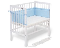 FabiMax Beistellbett BOXSPRING weiß, inkl. Matratze und Nestchen Amelie blau