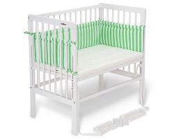 FabiMax Beistellbett BOXSPRING weiß, inkl. Matratze und Nestchen Betty grün