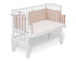 FabiMax Beistellbett PRO weiß mit Matratze und Nestchen Betty beige