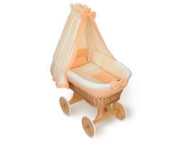 FabiMax Stubenwagen XXL mit Matratze CLASSIC und Ausstatung Patricia apricot