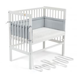FabiMax Beistellbett BOXSPRING weiß, inkl. Matratze und Nestchen Amelie grau