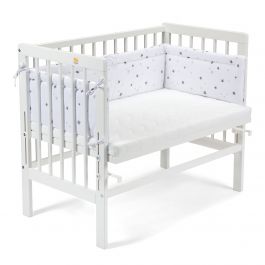 FabiMax Beistellbett BASIC weiß, inkl. Matratze und Nestchen graue Sterne auf weiß