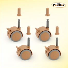 FabiMax Parkettrollensatz mit Bremse für Kindermöbel, 4 Stück, beige