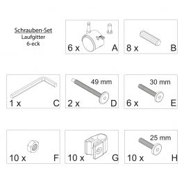 FabiMax Schraubenset für Laufgitter 6-eck weiß