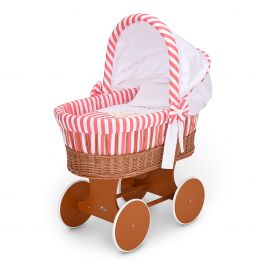 FabiMax Stubenwagen / Bollerwagen PLUS mit Matratze und Ausstattung Betty rot